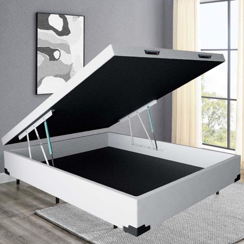 Cama Box Baú Casal 1AColchões Sintético Branco 41x138x188