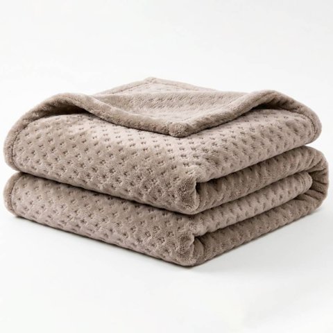 Manta Queen Flan Soft Texturizada Bege 260g/m² - 1 Peça - 100% Poliéster