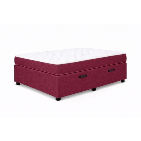 Kit Cama Box Baú Solteiro 88x188 cm + Colchão D33 Solteiro 17 cm Vinho Suede