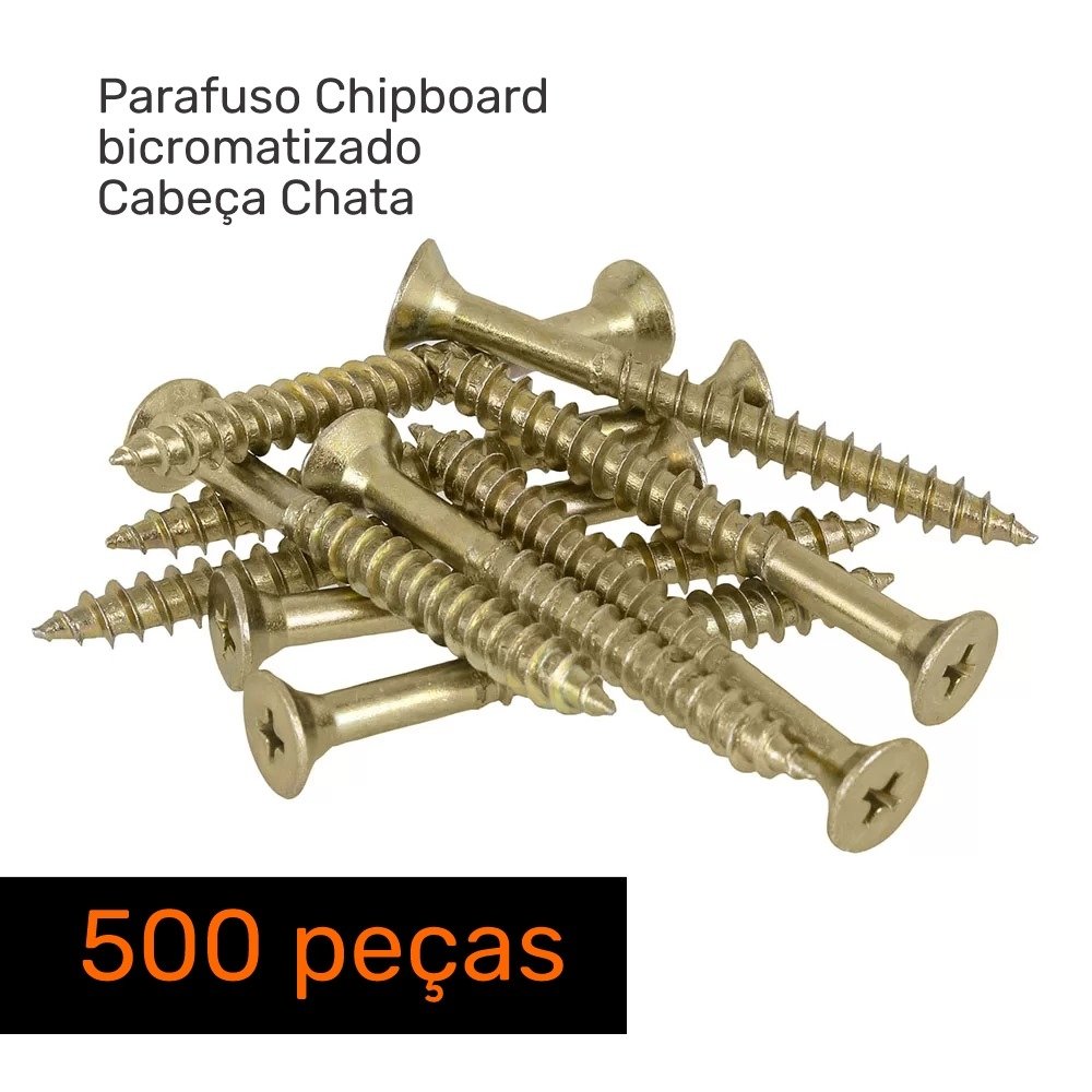 Kit 500 Peças Parafuso Chipboard Cabeça Chata Phillips 4.0x16 Bicro - 4