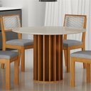 Ver imagem 2 de Conjunto Sala de Jantar Flora 1,08m Tampo Vidro com 4 Cadeiras Off White/Linho Cinza