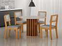 Ver imagem 6 de Conjunto Sala de Jantar Flora 1,08m Tampo Vidro com 4 Cadeiras Off White/Linho Cinza