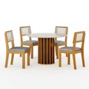 Ver imagem 1 de Conjunto Sala de Jantar Flora 1,08m Tampo Vidro com 4 Cadeiras Off White/Linho Cinza