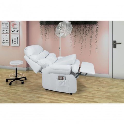 Poltrona Reclinável Barão Cílios Lashes com Assento de Elevação Corano Branco Branco 036