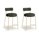 Ver imagem 5 de Banqueta Cozinha Média com Encosto Industrial Champanhe Kit 2 Londres PU Verde D03 - D'Rossi