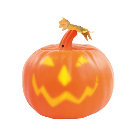 Abobora Decorativa Sorriso Luz Som C/ Led 20cm Halloween