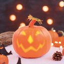 Ver imagem 2 de Abobora Decorativa Sorriso Luz Som C/ Led 20cm Halloween