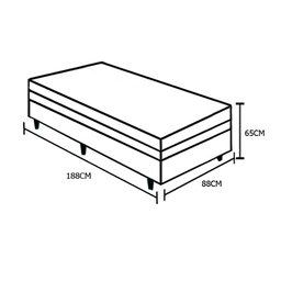 Cama Box Baú Solteiro Colchão Molas Ensacadas + Box Sintético Preto 65x88x188 - Preto - 3