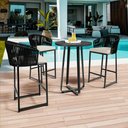 Ver imagem 3 de Kit 03 Banqueta Para Área Gourmet Cozinha Varanda Corda Náutica Sunset D04 Preto - Lyam Decor
