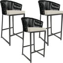 Ver imagem 1 de Kit 03 Banqueta Para Área Gourmet Cozinha Varanda Corda Náutica Sunset D04 Preto - Lyam Decor