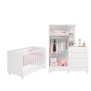 Ver imagem 6 de Jogo Quarto Infantil Doce Sonho Reto 2 Peças Berço Guarda Roupas Qmovi
