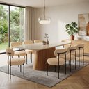 Ver imagem 1 de Mesa Jantar Vidro 200cm Off Kit 8 Cadeiras Aço Preto Boucle H02 - D'Rossi