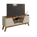 Ver imagem 2 de Rack para Tv até 55 Polegadas Ares com 2 Porta e Pés de Madeira Babus - Off White / Naturalle