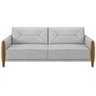 Kit Sofá 03 Lugares Sala Estar 220cm Com 02 Poltronas Berilo Pés Madeira M03 Veludo Cinza - Lyam - 9