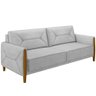 Kit Sofá 03 Lugares Sala Estar 220cm Com 02 Poltronas Berilo Pés Madeira M03 Veludo Cinza - Lyam - 3