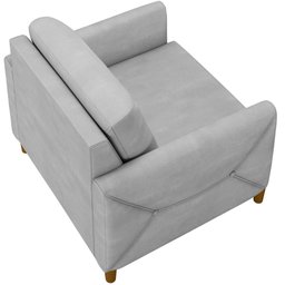 Kit Sofá 03 Lugares Sala Estar 220cm Com 02 Poltronas Berilo Pés Madeira M03 Veludo Cinza - Lyam - 12