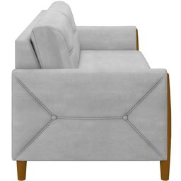 Kit Sofá 03 Lugares Sala Estar 220cm Com 02 Poltronas Berilo Pés Madeira M03 Veludo Cinza - Lyam - 13