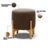 Puff Stella Suede Marrom Base Madeira Castanho - D'Rossi DRossi - 3
