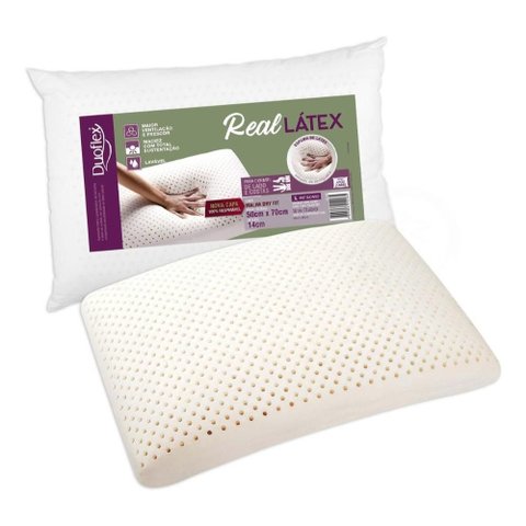 Travesseiro Real Látex Natural 50x70cm Antiácaro Duoflex Cor Branco