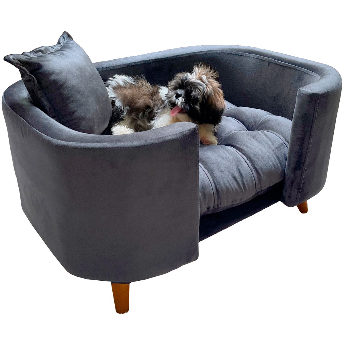 Sofá Caminha Pet Luxo em Sued Premium Sua Casa Decor Cinza - 3