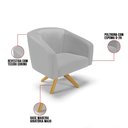 Ver imagem 3 de Poltrona Sala Decorativa Stella Base de Madeira Giratória Sintético D03 - D’Rossi