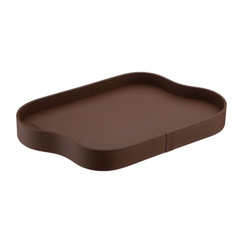 Bandeja Hara Orgânica Mavie em Couro Ecológico 42x25x4,5 Cm:caramelo