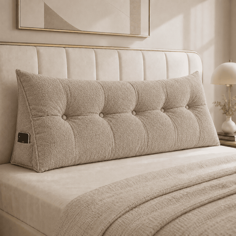 Almofada Encosto Triangular Cama Leitura Cabeceira Boucle