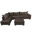 Ver imagem 2 de Sofá de Canto 5 Lugares com Chaise 3,30m Suede Marrom