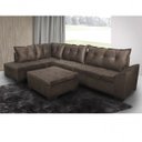 Ver imagem 1 de Sofá de Canto 5 Lugares com Chaise 3,30m Suede Marrom