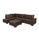 Ver imagem 3 de Sofá de Canto 5 Lugares com Chaise 3,30m Suede Marrom