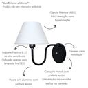 Ver imagem 3 de Luminária de Parede Colonial Americana Cúpula Plástico - Soquete E-27 - Abf Luminárias:preto