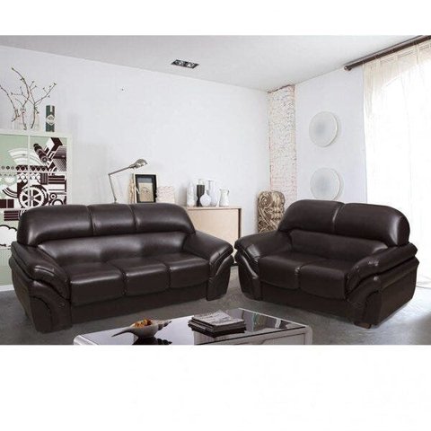 Conjunto Sofá 3 e 2 Lugares Classico Corino Marrom Lisboa