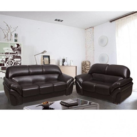 Conjunto Sofá 3 e 2 Lugares Classico Corino Marrom Lisboa 