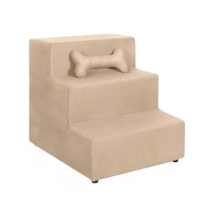 Escadinha Pet 3 Degraus Escada para Animais de Estimação Confortável:bege