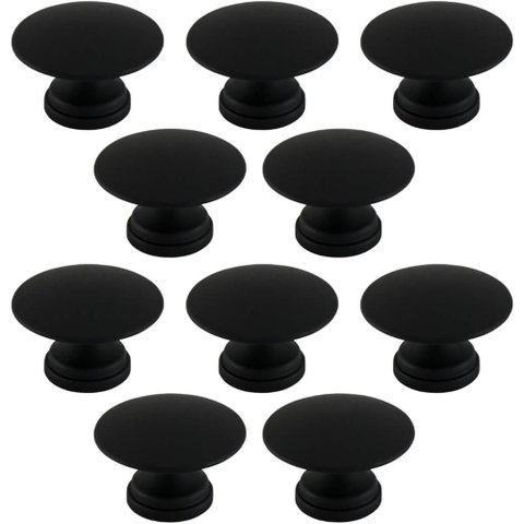 Conjunto de 10 Puxadores 200 Tucson Ponto Preto Fosco para Móveis Armários e Gavetas
