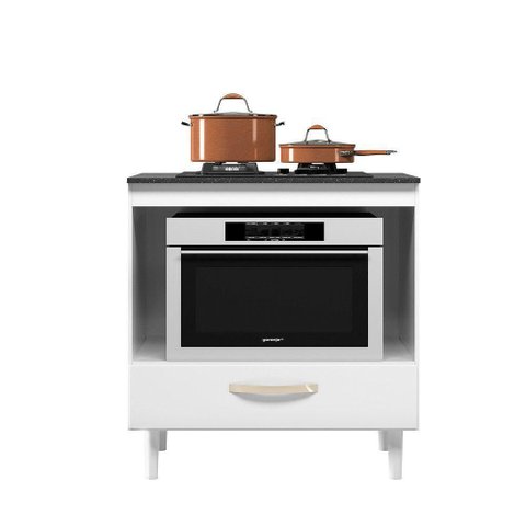 Kit Balcão Cozinha Branco com Cooktop a Gás 4 Bocas Bivolt Branco Bivolt
