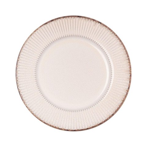 Jogo 6 Prato Raso de Jantar Cerâmica Linear Branco Premium 27cm Lyor
