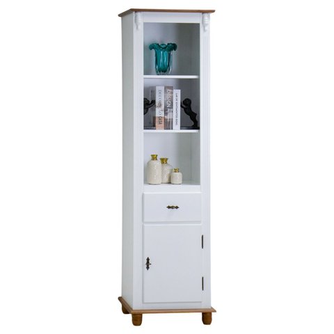 Estante Torre 02 Prateleiras 1 Gaveta 1 Porta Pés Luiz Xv 50104 - Branco/imbuia Glazer