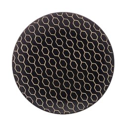 Prato Raso 27cm Colmeia Preto e Dourado Cerâmica Lyor - 1