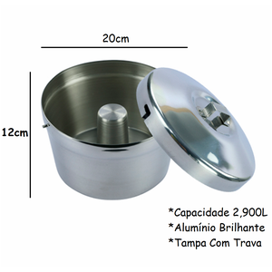 Forma de Pudim com Tampa 20cm Pudinzera em Alumínio Polido