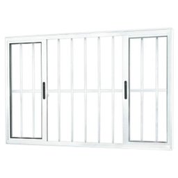 Janela de Correr Alumínio 4 Folhas com Grade MGM Sólida 100x150cm Vidro Liso Incolor - 1 Janela de Correr Alumínio 4 Folhas com Grade MGM Sólida 100x150cm Vidro Liso Incolor - 1
