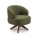 Ver imagem 1 de Poltrona Decorativa Chair Linho Verde Oliva Premium Giratória Sala Dekorien