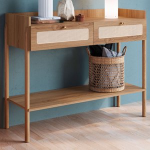 Aparador 2 Gavetas 103cm Palhinha Pé Madeira 27936 Oslo Artesano - Hanover/pé Roble