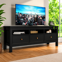 Ver imagem 1 de Rack TV 65 Polegadas Indiana Henn 3 Gavetas 3 Nichos MDP MDF Sala Moderna 148cm Preto Areia