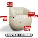 Ver imagem 4 de Poltrona Orgânica Giratória Chloe Decorativa com Almofada Plumante Bouclê Bege - Arkell