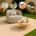 Ver imagem 3 de Poltrona Orgânica Giratória Chloe Decorativa com Almofada Plumante Bouclê Bege - Arkell