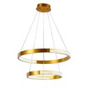 Ver imagem 1 de Luminaria Pendente Led 2 Aneis Lustre 52W Luxo Arco Cristal Moderno Decoraçao Sala Quarto Cozinha Re