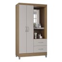 Ver imagem 5 de Cômoda 868 4 Gavetas e 1 Porta com Guarda Roupa Solteiro Córdoba 2 Portas Castanho Off White - Poque