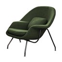 Ver imagem 5 de Poltrona Womb Chair com Puff Linho Base Preta Linha Premium Sala Quarto Leitura e Descanso - Verde