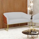 Ver imagem 1 de Sofá 2 Lugares Namoradeira Industrial Dourado Stella Noz/linho Cinza D03 - D’Rossi